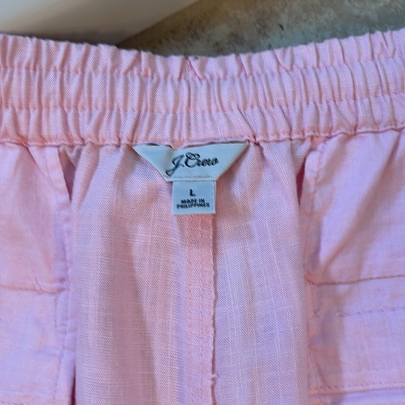 J.CREW Seaside Pink Linen | Lyocell Elastic Waist Drawstring Pull-On Shorts SZ L - Picture 9 of 12